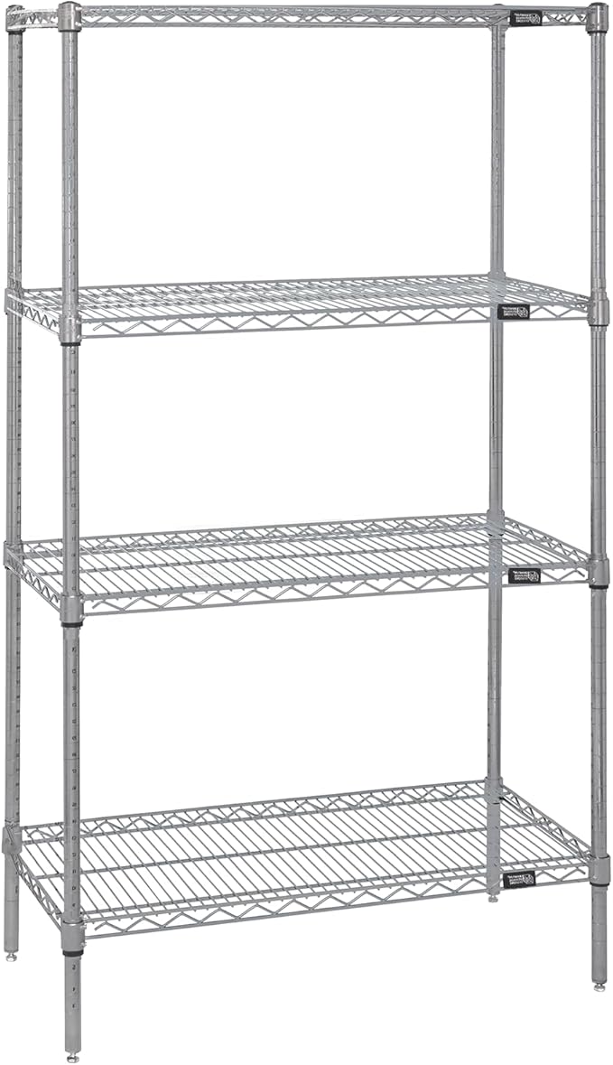Quantum Storage Systems WR63-3072S Starter Kit Wire Shelves Stainless Steel 4 Shelves 63" H x 72" W x 30" D