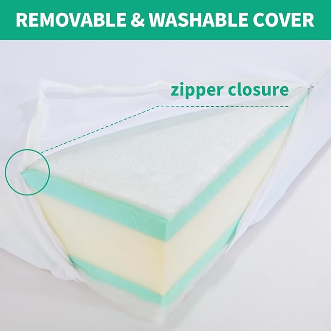HOMBYS Memory Foam Couch Cushion Replacement, High Density Upholstery Foam Wrapped with Memory Foam & Polyester Batting, Sofa Cushions Inserts with Dacron Fiber Layer,with Removable Cover,6"x22"x24"
