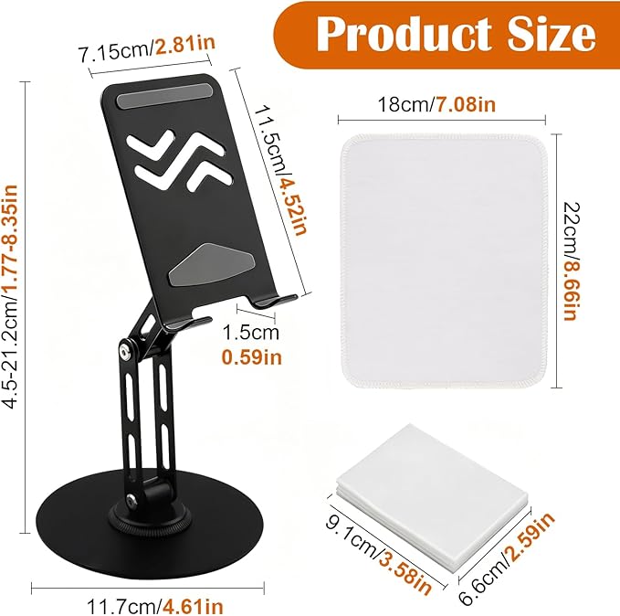 Foldable Trading Card Scanner Stand, Carbon Steel Phone Holder with Scanning Pad and 100 Standard Sleeves, for Sleeved/Unsleeved Collectible Cards, Compatible with iOS and Android