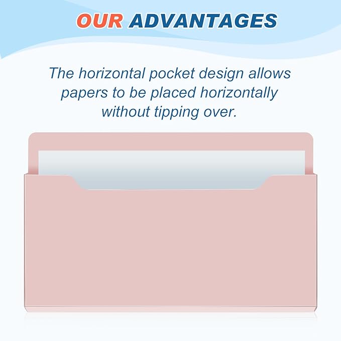 Fuutreo 6 Pcs Magnetic Wall File Organizer Magnetic Wall File Holder Refrigerator Magazine Holder for Mail Letters Paper(Mocha Mousse Color,Horizontal-large)