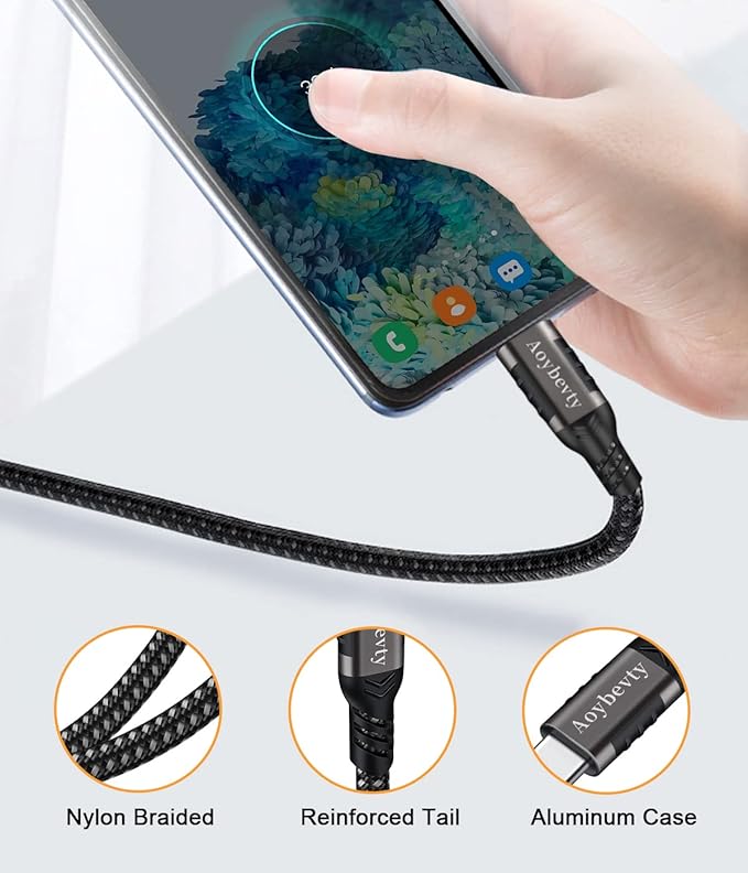USB A to USB C Cable 3.3FT+10FT, 3.1/3.2 Gen 2 Data Transfer and 60W 3A Fast Charging Cable for Car Charger Android Auto Samsung Galaxy S23 S22 S21 S20 S10 Ultra and Other Type C Devices
