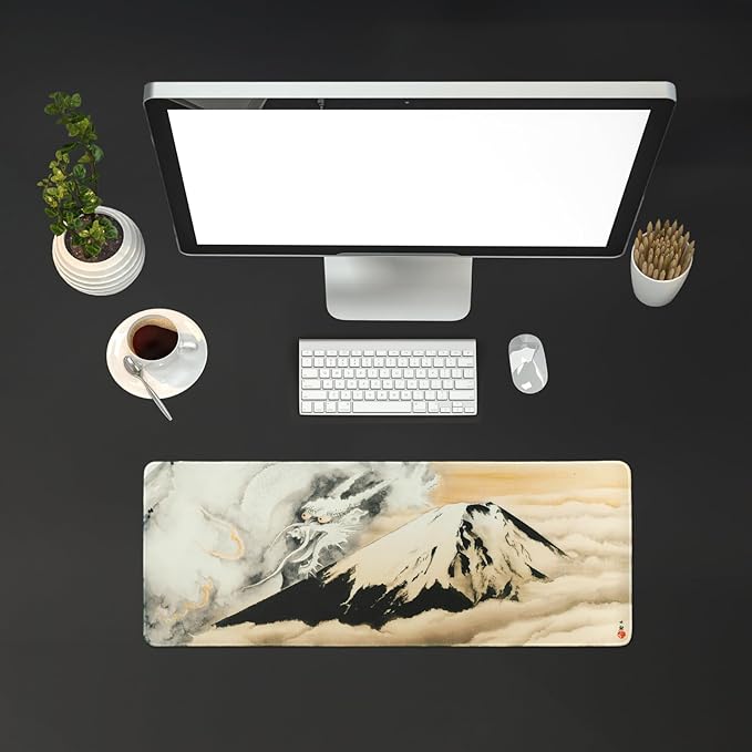 BELLEMOND Japanese Art Desk Mat | Large 31.5x11.8in Anime Mouse Pad for Keyboard & Mouse | Non-Slip Base, Water-Repellent | Original Japanese Design | Guardian of Fuji