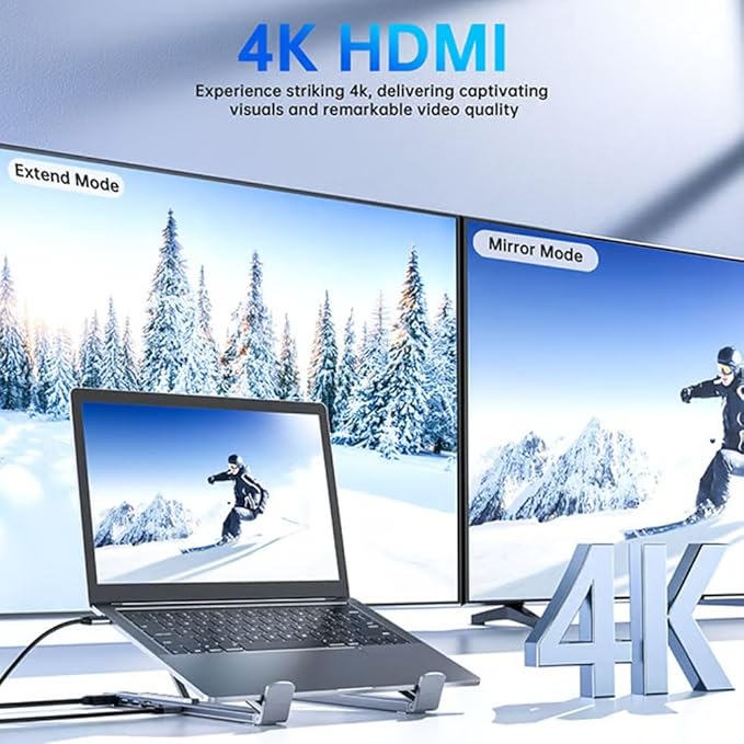 Laptop Docking Station Stand 8 in 1 USB C Portable Travel Laptop Stand with Docking Station 8-in-1 USB-C Hub with 4k HDMI, 2 USB 3.0, Pd 100w for MacBook Pro/Air Dock Tablet Stands(8 in 1)