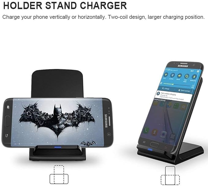 Fast Wireless Charger Stand for Samsung Galaxy S25 S24 S23 S22 Ultra/S21/Note 20/S20/S10+/S10e/S9/ S8+/S7 Edge Note 9/8 Qi Charging Dock for iPhone 17 16 15 14 13 12 11 Pro Max Mini Xs Xr 8 Plus SE