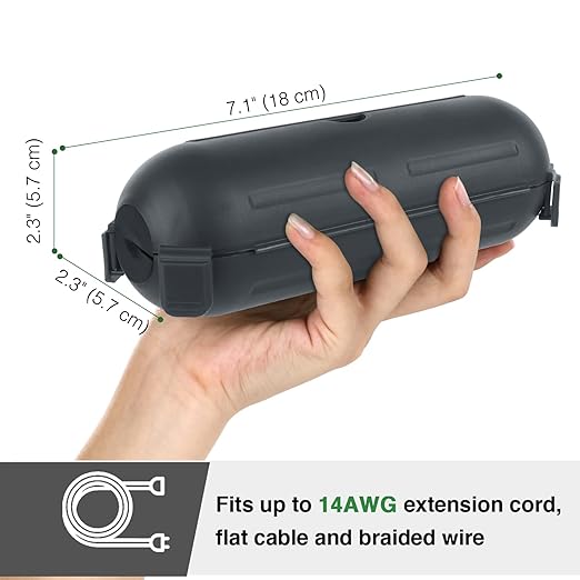 Flemoon [3 Pack] Outdoor Extension Cord Safety Cover with Waterproof Seal, Weatherproof Electrical Connection Box to Protect Outdoor Outlet, Plug, Socket, Christmas Holiday Decoration Light, Gray