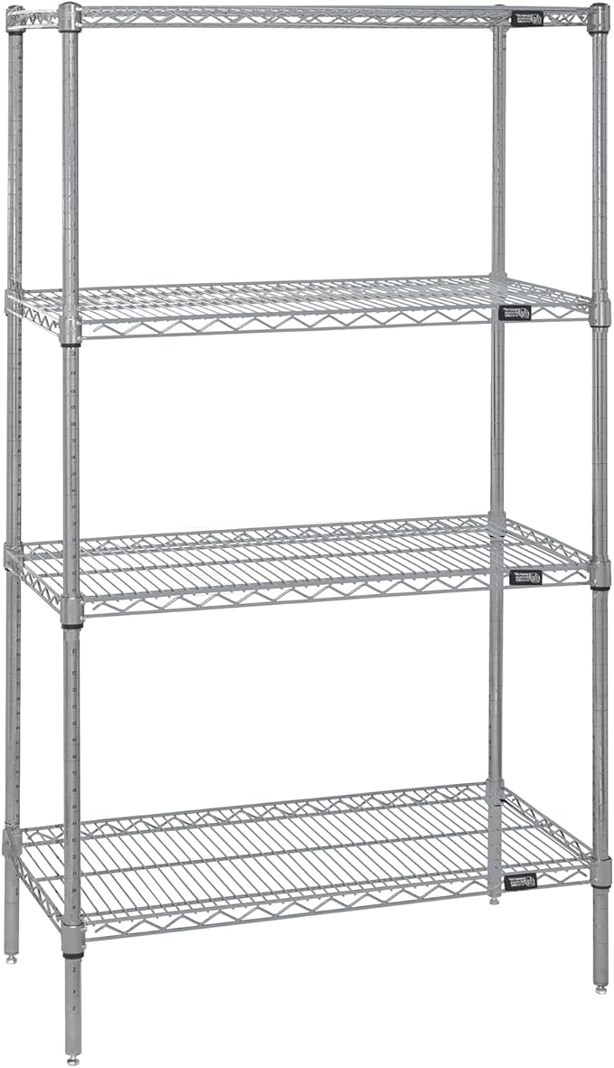 Quantum Storage Systems WR86-2148S Starter Kit Wire Shelves Stainless Steel 4 Shelves 86" H x 48" W x 21" D