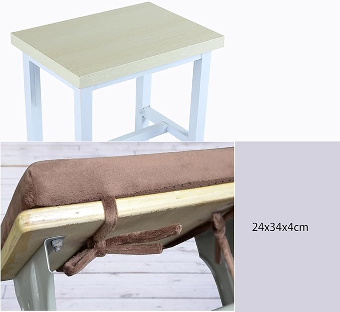 Detachable Memory Foam Seat Cushion Rectangle Bar Stool Cushions Non-Slip Dining Seat Cushion Chair Pads with Ties Kitchen Bench Stool Cushions 14"x10" Black Grey