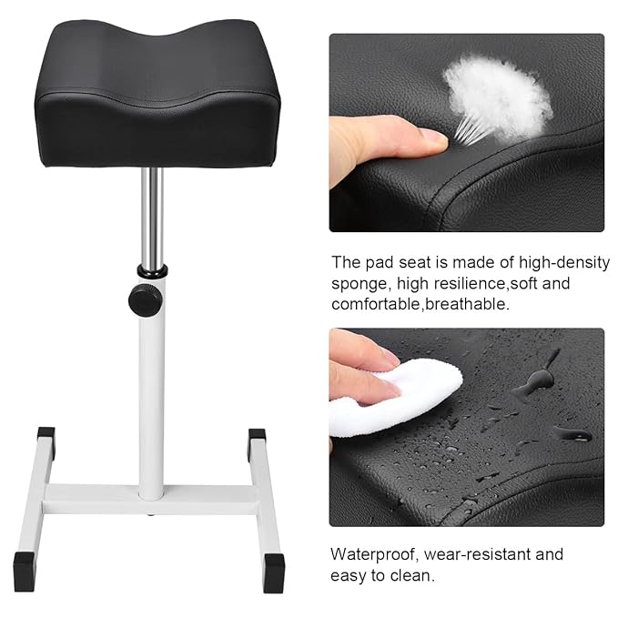 FLOLXNB Pedicure Manicure Footrest, Foot Massage Manicure Nail Beauty Stool Stand, Adjustable Height Footstool for Home Beauty Salon Spa Tattoo (Black)