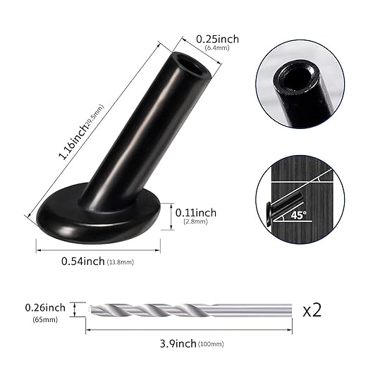 20 Pack 45 Degree Angle Protective Sleeves, Black Cable Railing Stair Protector Sleeve Beveled for 1/8" Wire Rope, T316 Marine Grade Cable Railing Kit with Two Drill Bit for Wood Posts HF039B