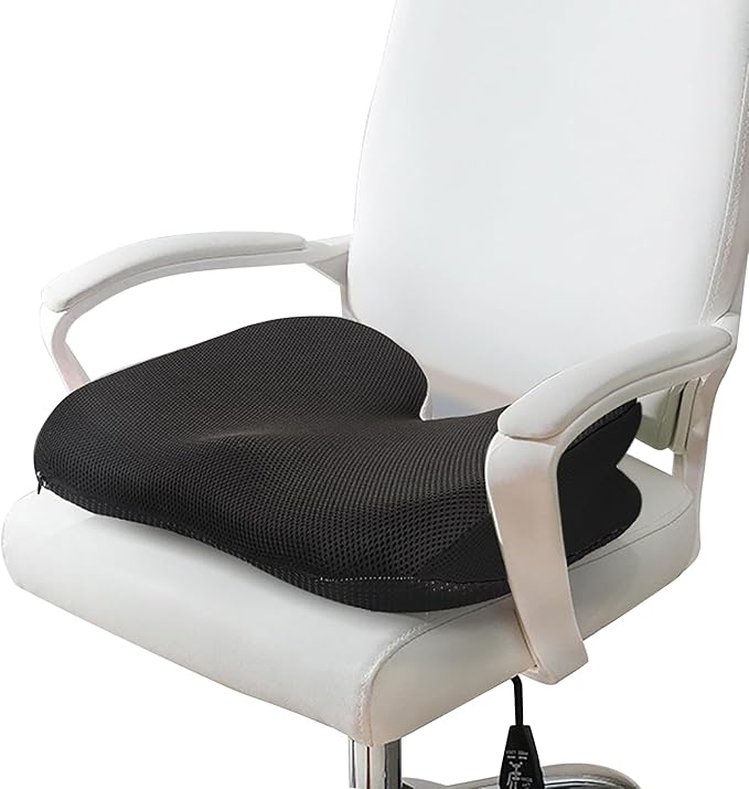 CLRUPR Seat Cushions for Office Chairs，Portable Memory Foam Seat Cushion for Coccyx Non Slip Bottom,Car Seat, Wheel Chair Cushion,Washable Cover (Black)