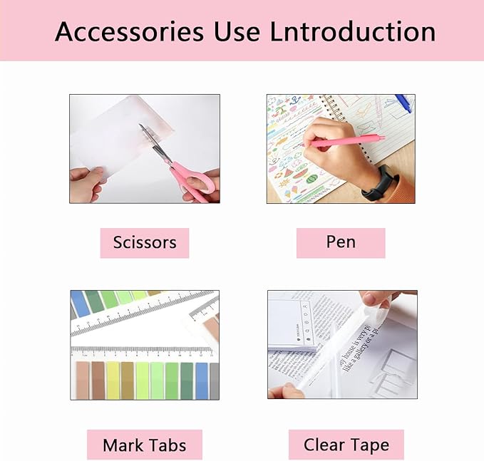 Office Supplies,Pink Desk Accessories,Office Supplies Set,Stapler and Tape Dispenser Set,Scissors,Staple Remover,Binder Clips,Staples,Ballpoint Pen,Index Tabs with Ruler,Clear Tape.9pcs for Office