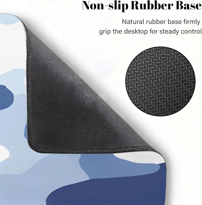 Large Mouse Pad Blue White Camouflage Non-Slip Rubber Long Gaming Desk Mat Big Computer Keyboard Mousepad Waterproof Protector Wristing Pad for Gaming Office Home Decorative 31.5 X 11.8 Inch