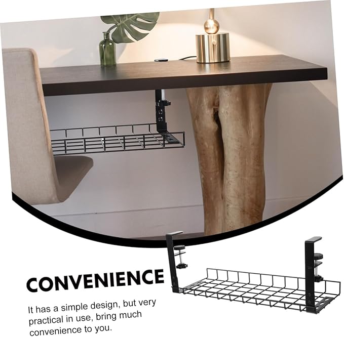 Homoyoyo Desk Cable Tray Cord Organizer No Drill Cable Management Rack Large Capacity Wire Storage Holder for Office Desk 500mm Black