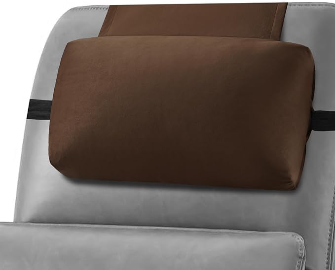 Head Recliner Pillow Adjustable Shredded Memory Foam Headrest Pillows for Recliner Chairs,Non-Slip Velvet Cushion for Pain Relief Neck Support Pillow for Travel Home Sofa Armchair with Zipper Cover