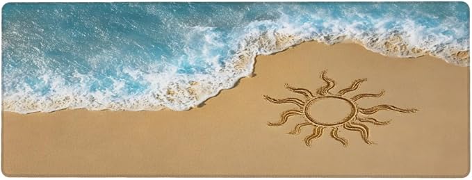 Sea Beach Sun Large Mouse Pad Non-Slip Rubber Long Gaming Desk Mat Big Computer Keyboard Mousepad Waterproof Protector Wristing Pad for Gaming Office Home Decorative 31.5 X 11.8 Inch