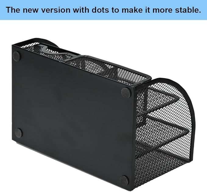 Desk Organizer Stationery Storage, Pencil Holder for Desk, Wire Mesh Office Supplies Journals Notebooks Organizers with 7 Compartments and Mini Drawer (Black)