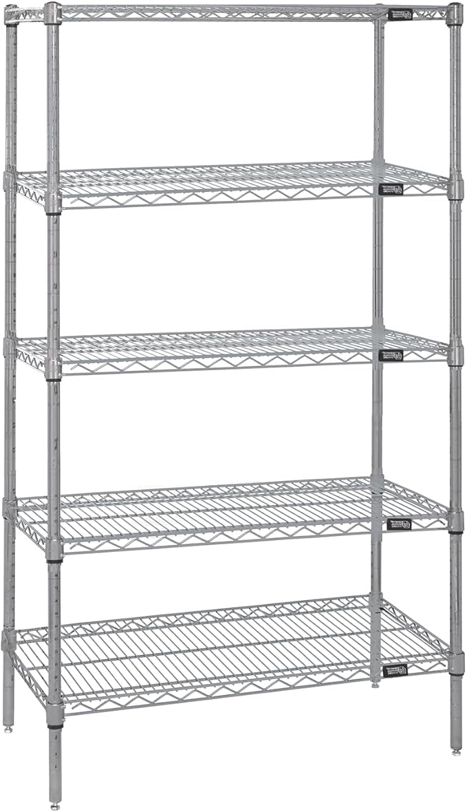 Quantum Storage Systems WR86-2442S-5 Starter Kit Wire Shelves Stainless Steel 5 Shelves 86" H x 42" W x 24" D