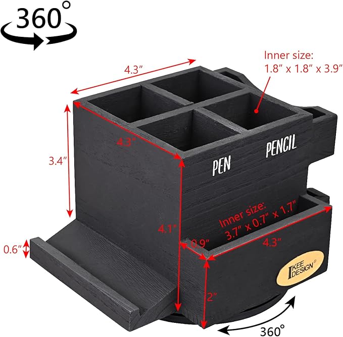 MOOCA 360-degree Rotating Pen Holder for Desk, Desk Organizers and Accessories with 7 Compartments Pencil Organizer, Art Supply Storage Box Caddy for Office, Desktop Storage Stationery Supplies