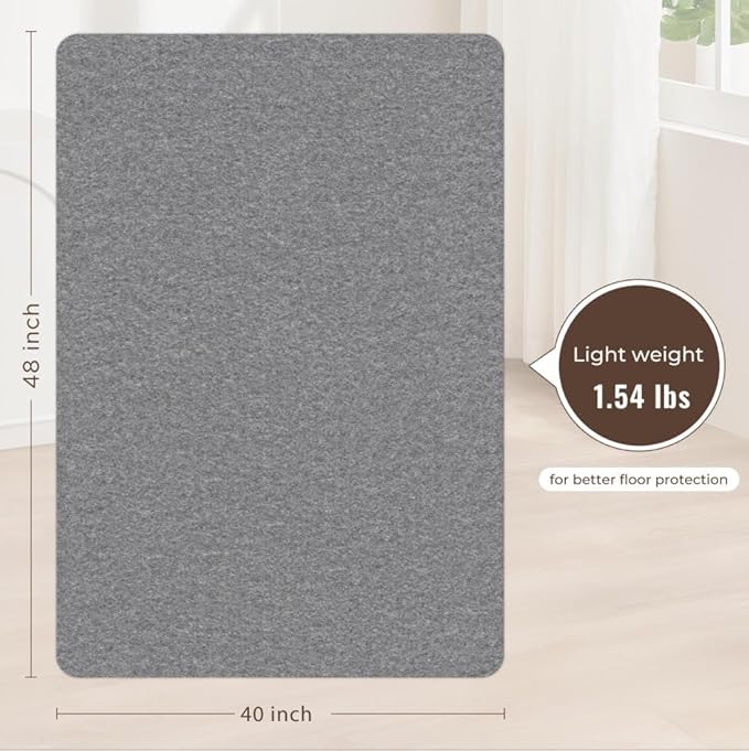 Sycoodeal Office Chair Mat for Hardwood Floor,Slip Resistant Floor Mat for Office Computer Gaming Chair,Heavy Duty Floor Protector for Rolling Chairs,Easy to Clean,Grey(40"x48")