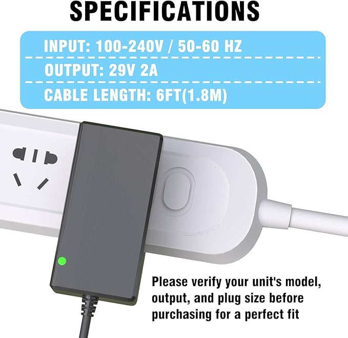 29V Power Cord for Adjustable Standing Desk Compatible with Claiks P1.01.001 P101001 40" 48" 55" 63" Electric Standing Desk Adjustable Height Stand up Desk YH-K290018-C Power Supply Cord Charger