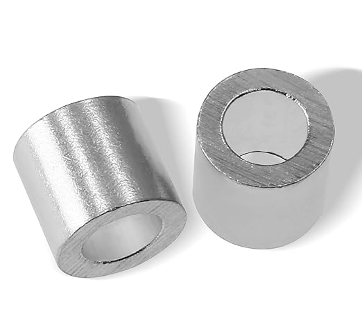 100pcs 1/8 Inch Aluminum Crimping Stop Sleeve for Wire Rope and Cable, Round Hole Type