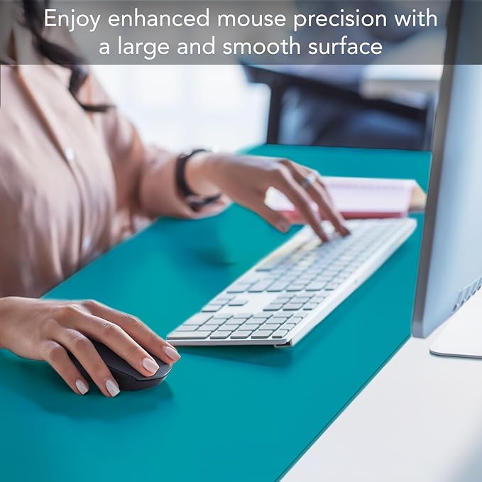 CounterArt Large Teal Waterproof Desk Protector 32” x 16” Made in The USA Desk Mat Office Mat Large Mouse Pad