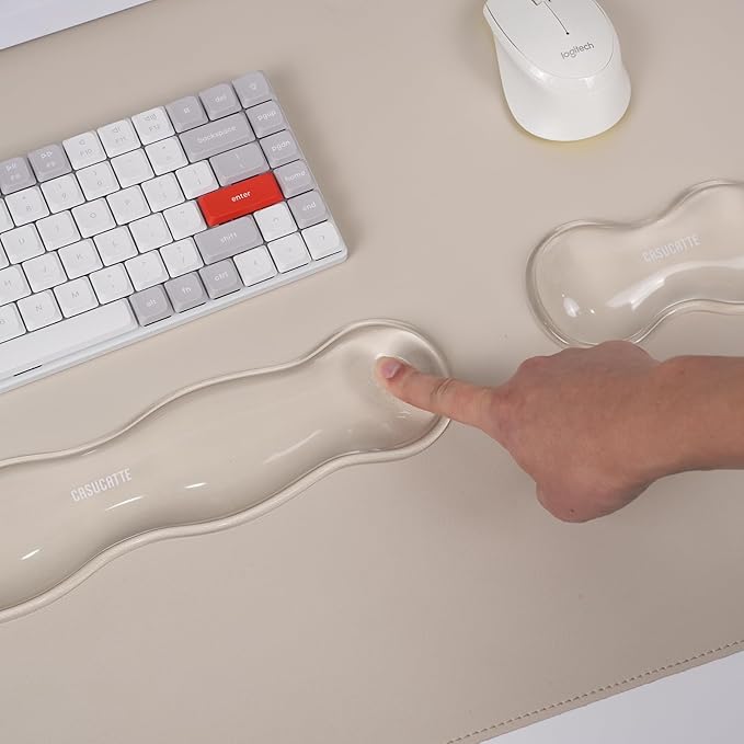 Ergonomic Clear Gel Wrist Rest for Computer Keyboard - Non-Slip Crystal Gel Pad, Soft Comfortable Support, Washable, Office Gaming Wrist Pain Relief