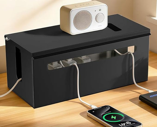 0.6mm Metal Cable Management Box Large Cable Organizer Box and Power Strip Box for Electrical Cord Hiding, Home Office Floor Cables Hider, TV Wires Storage Organization