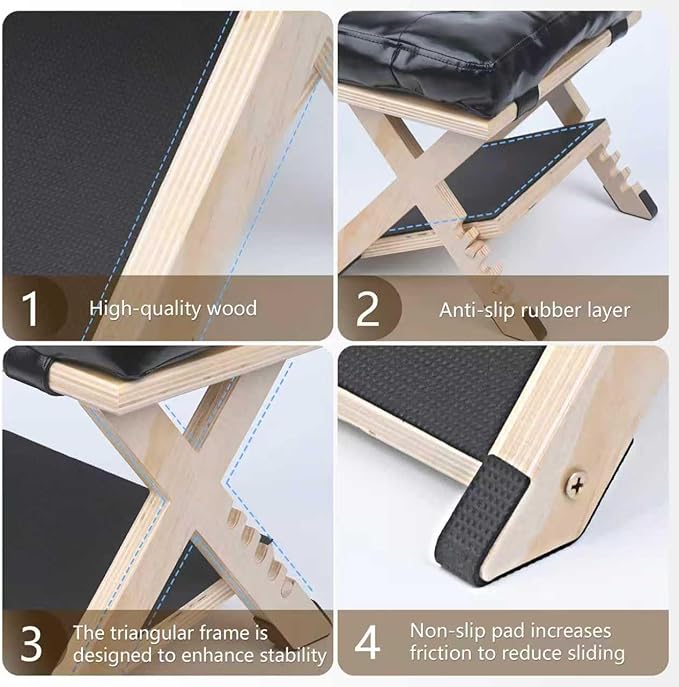 Adjustable Double Step Under Desk Footrest with 5 Height Options, Ergonomic Foot Rest Stool with Black Cushion for Office Home, Ottoman for Work and Computer Gaming Comfort.