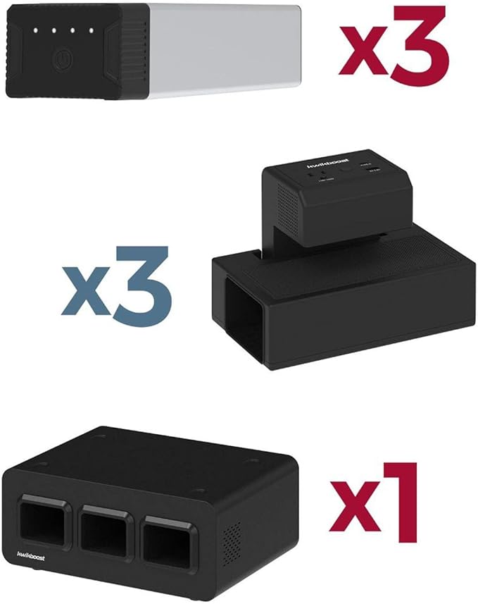EdgePower – 3 Battery Kit – Clamp-On Portable Battery Charging Station – Cordless Power Solution for Classrooms and Offices (Pro Bundle)