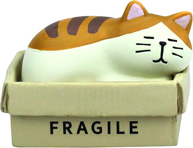 RAQWI Cute Box Cat Figurine Resin Cat for Office, Home Decoration Perfect Cute Cat Gift for Cat Lovers