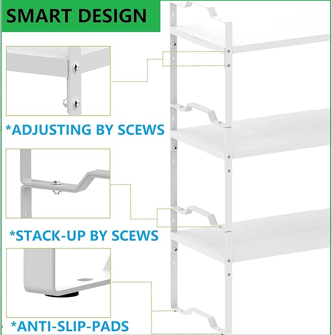 Jojocross Expandable Shelf for Cabinet Organizer Adjustable Stackable Spice Rack at Kitchen and Bathroom More, Counter Countertop Cupboard Organization Pantry Storage(MEDIUM/1PACK/WHITE)