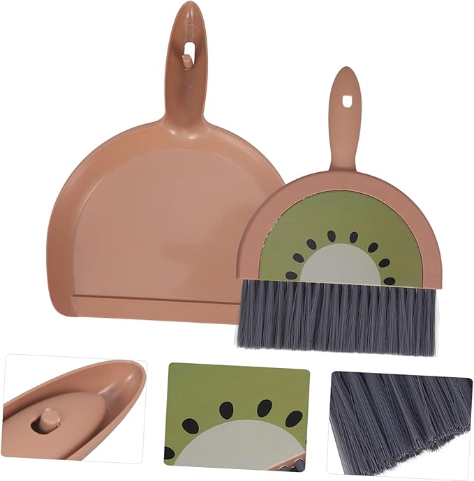 PRETYZOOM Mini Travel Cleaning Kit Floor Sweeper Dustpan and Small Brush for Desktop Cleaning