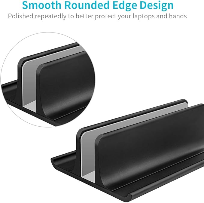 Vaydeer 3-in-1 Vertical Laptop Stand Holder, Aluminum Laptop Stand for Desk with Adjustable Dock, Space-Saving Organizer for All MacBook, Surface, Samsung, HP, Dell, up to 17.3 inch Black