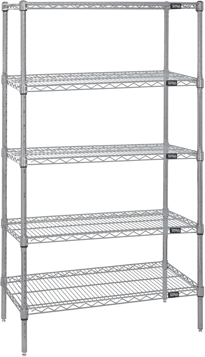 Quantum Storage Systems WR86-1830S-5 Starter Kit Wire Shelves Stainless Steel 5 Shelves 86" H x 30" W x 18" D