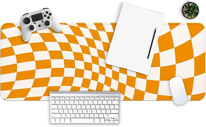 MAY FLOWER Gaming Mouse pad, Large Laptop Mousepad, Full Keyboard Mat, Long Computer Mouse Mat for Home and Office, Anti-Slip Rubber Base, 31.5 x 11.8 Inches (Checkered)