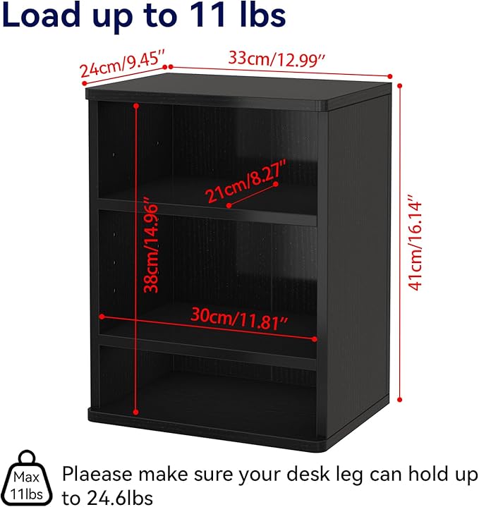 IBUYKE Under-Desk Storage Cabinet Adjustable Cabinet Fits with Standing Desks & Any Desk Legs Clamp-on Shelf for Office and Gaming Room for Elevating Your Workspace UTMZ012B