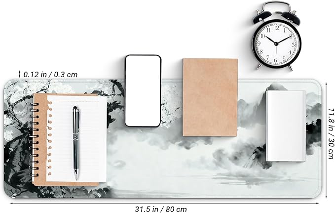 Gaming Mouse Pad with Anti-Slip Rubber Base, Extended Large Computer Mouse Mat with Stitched Edges, Long XL Anime Mousepad for Laptop and Keyboard, 31.5 x 11.8 inch (Japanese Cherry Blossom)