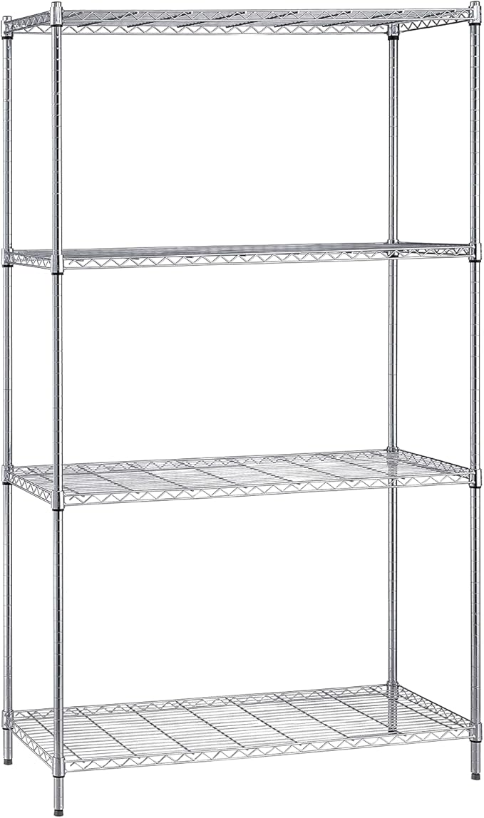 Quantum Storage Systems WR86-2454C Starter Kit for 86" High 4-Tier Wire Shelving Unit, Chrome Finish, 24" Width x 54" Length x 86" Height