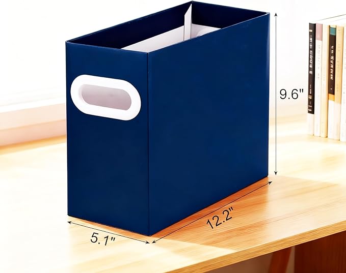 Purple Cardboard File Organizer, Storage Box for Hanging File Folders Letter Size, Portable Document Organizer with Handle for Home, School, or Office