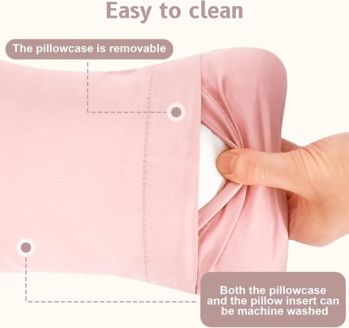 vocheer Small Pillows for Sleeping, 11"x7" Mini Pillow for Travel, Tiny Pillow for Neck, Lumbar, Knee, Wrist, Pets, Cotton Small Back Pillows for Travel, Bed, Office, Machine Washable, Dusty Rose-1pc
