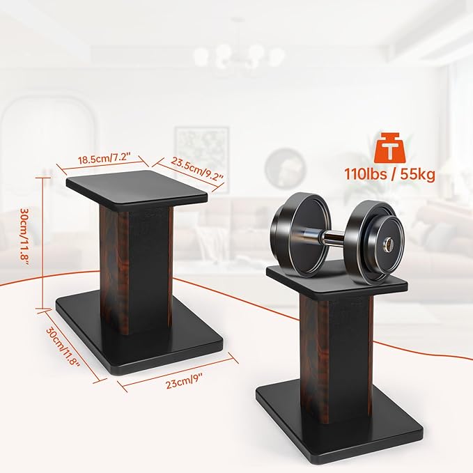 12 Inch (30CM)- Pair- Wood Speaker Stands for Home-Cinema HiFi Desktop and Satellite Speakers Monitor Stands