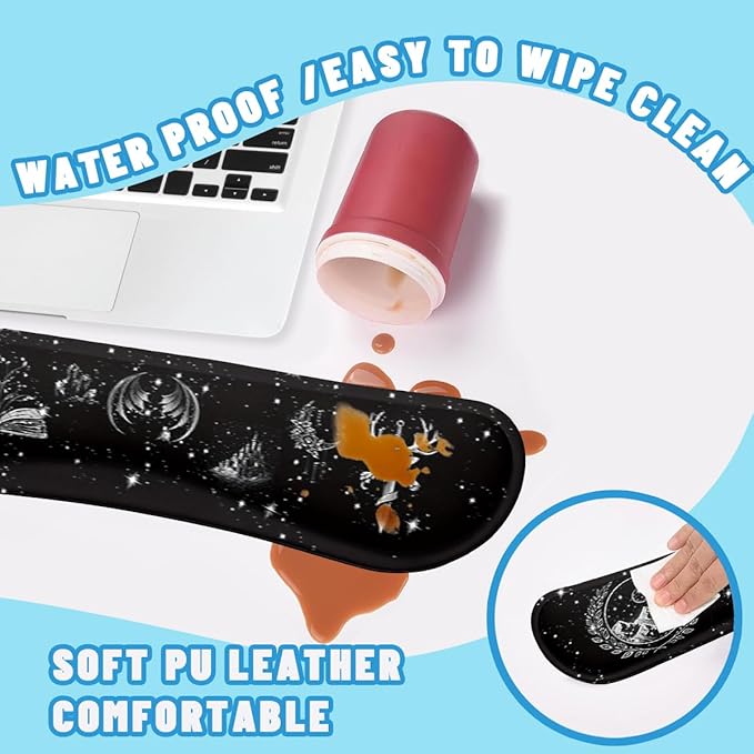 Dark Fantasy Desk Mat Set Magic Gothic Celestial Emblem Large Mouse Pad with Wrist Rest 4in1 Desk Mat for Desktop Ergonomic Computer Desk Arm Wrist Anti-Slip Computer Mouse Pad Home Office Gaming