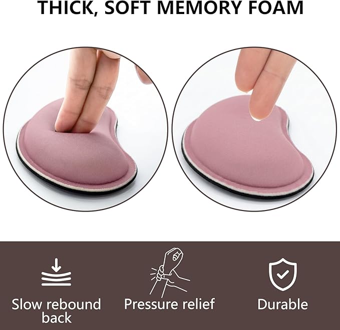 Wrist Rest for Computer Keyboard, Memory Foam Keyboard Wrists Rest, Ergonomic Design Wrist Support for Keyboard for Hand and Arm Easy Typing Pain Relief, 2 Piece Pad, Purplr Pink