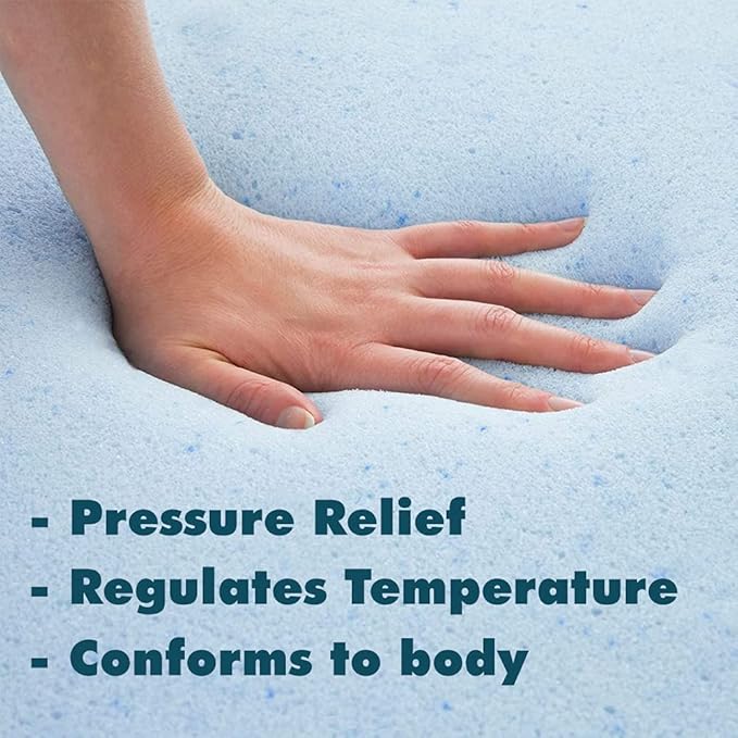 Foamma 1" x 18" x 18" Cooling Gel-Infused Memory Foam Cushion, Square Seat Replacement Padding, Chair Foam for Dining Chairs and Wheelchair Cushion Replacement