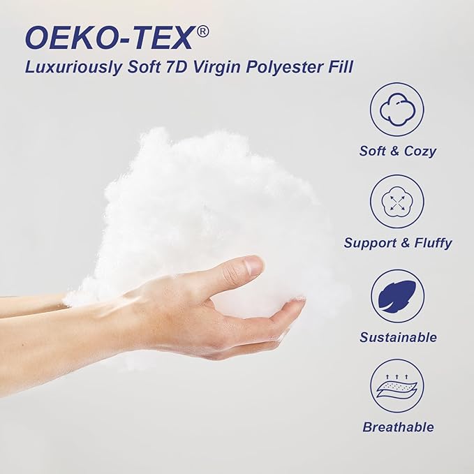 18x18 Pillow Inserts Set of 2–Hypoallergenic Square Pillow Inserts, Oeko-TEX Certified Virgin Down Alternative Filling, Machine Washable