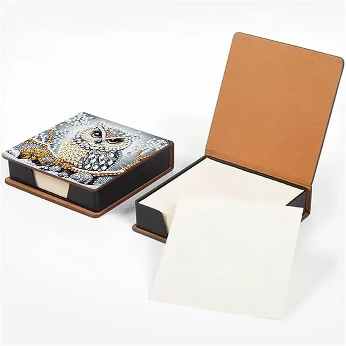 Owl Diamond Painting Kit Note Box,Memo Paper Storage Box Diamond Art,Sticky Note Holder Diamonds Art,Diamonds Painting Memo Pad For Office Desk. (owl)