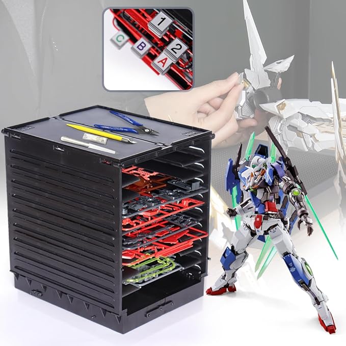 DIY Model Shelf Stand, Model Plastic Parts Shelf, Plate Rack, Tool Storage Container for Hobby Model Making Parts, Organizer for Many Types Making Accessories of Action Figures, PMKJ010