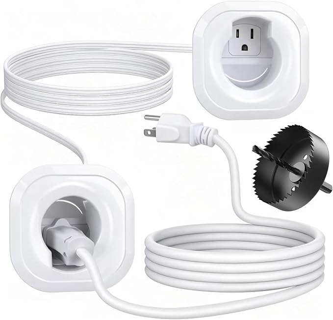 in Wall Cable Management Kit, MOOEGG Wall Mount TV Cord Hider, Hide Wires Along Wall, Built-in Outlet Wire Concealer with Extension Cord & Hand Saw, Safe Practical Cable Organizer for Home Theater