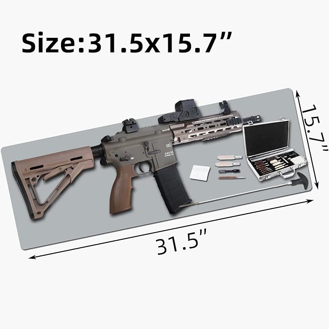 Large Gun Gleaning Mat for Pistol Rifle Shotgun, Oil-Resistant Gun Cleaning Pad, Non-Slip Waterproof Leather Workbench Mat Desk Pad for Gun Maintenance